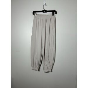 NEW! Gilly Hicks Pull On Waffle Knit Joggers XXS Ivory Lounge Drawstring